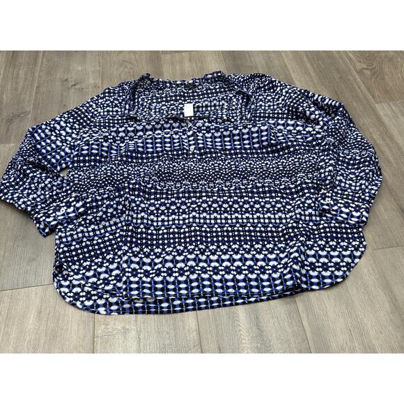 NWT Talbots Womens Multicolor Tie Dye Cotton Button Front Blouse Plus Size 3X - Picture 2 of 9